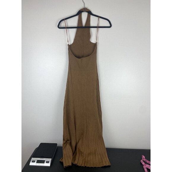 ALC Women's SAMPLE dress Brown Ribbed Maxi Gown Stretchy Size XS/S - Picture 5 of 10